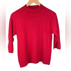 Cashmere sweater short sleeve for spring, red small cashmere sweater